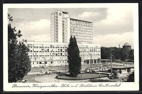 AK Hannover, Königsworther Platz mit Hochhaus Continental
