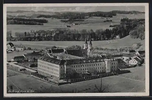 AK Gars a. Inn, Kloster mit Umgebung aus der Vogelschau