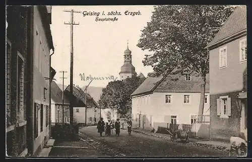 AK Geising, Blick in die Hauptstrasse