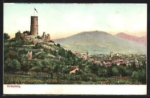 AK Godesberg / Rhein, Panorama mit Godesburg