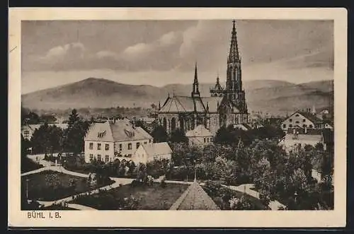 AK Bühl i. B., Ortsansicht mit Kirche