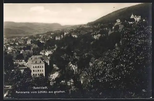 AK Rudolstadt, Panorama vom Schloss aus gesehen
