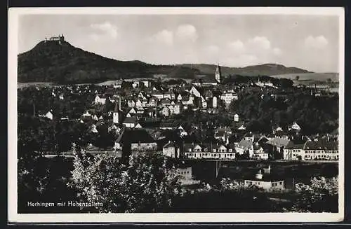 AK Hechingen, Ortsansicht mit Hohenzollern