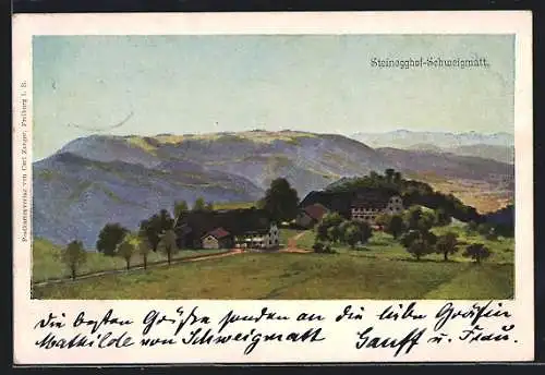 AK Schweigmatt, Steinegghof mit Gebirgslandschaft