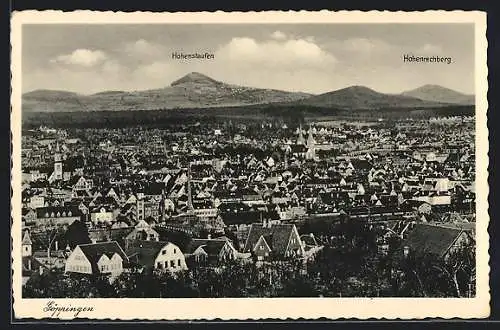 AK Göppingen, Ortspanorama mit Hohenstaufen