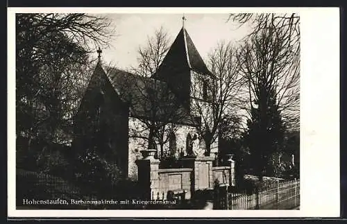 AK Göppingen, Hohenstaufen, Barbarossakapelle mit Kriegerdenkmal