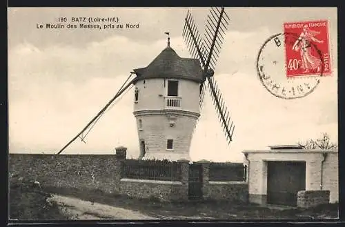 AK Batz-sur-Mer, Le Moulin des Masses, pris du Nord, Windmühle