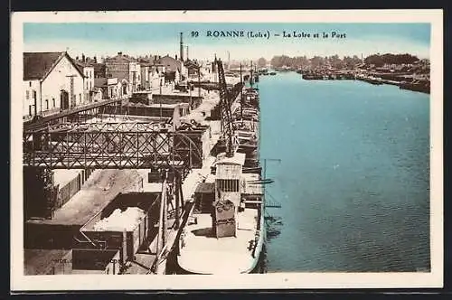 AK Roanne, La Loire et le Port
