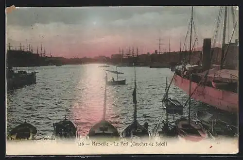 AK Marseille, Le Port (Coucher de Soleil)