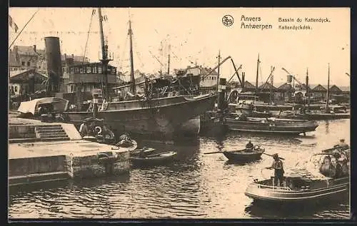 AK Anvers, Bassin du Kattendyck, Boote im Hafen