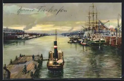 Künstler-AK Bremen, Partie im Freihafen