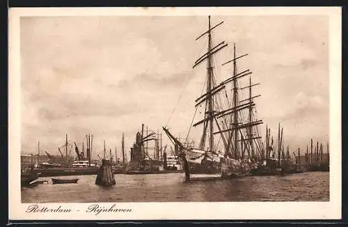 AK Rotterdam, Rijnhaven mit Segelschiff