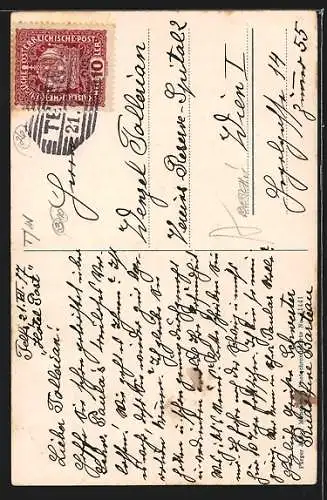 AK Telfs, Strassenpartie am Gasthof Hunde Munde mit Hohe Munde