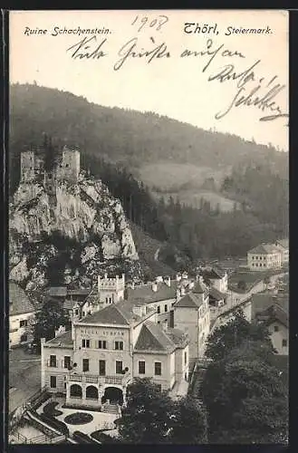 AK Thörl, Blick auf die Ruine Schachenstein