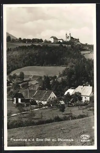 AK Frauenberg a. d. Enns, Teilansicht mit Blick zur Wallfahrtskirche