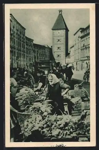 AK Wels, Markttreiben auf dem Wochenmarkt