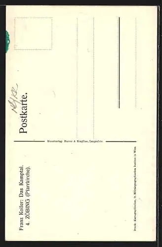 Künstler-AK Ulf Seidl: Zöbing im Kamptal, Pfarrkirche