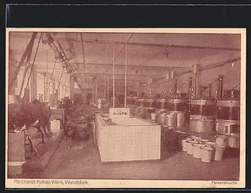 AK Hamburg-Wandsbek, Innenansicht Reichardt-Kakao-Werk, Personalküche