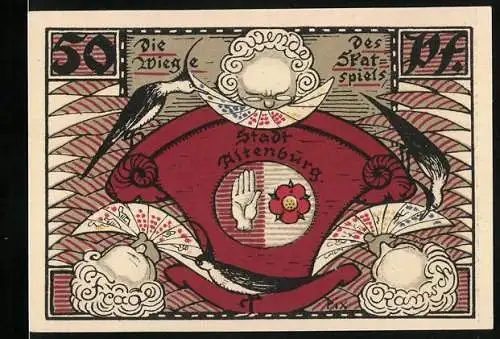 Notgeld Altenburg 1921, 50 Pfennig, Die Wiege des Skatspiels, Skatgeld der Skatstadt