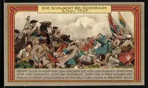 Notgeld Rossbach, 50 Pfennig, Die Schlacht bei Rossbach 5. November 1757, Wappen