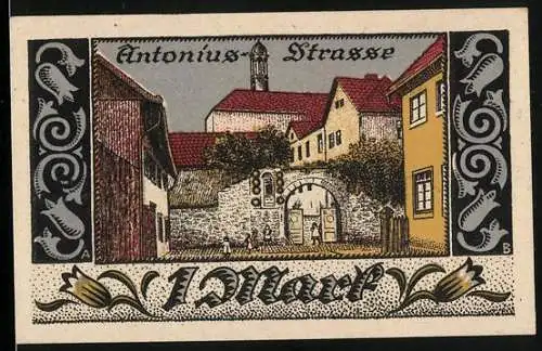 Notgeld Brakel 1921, 1 Mark, Antonius-Strasse