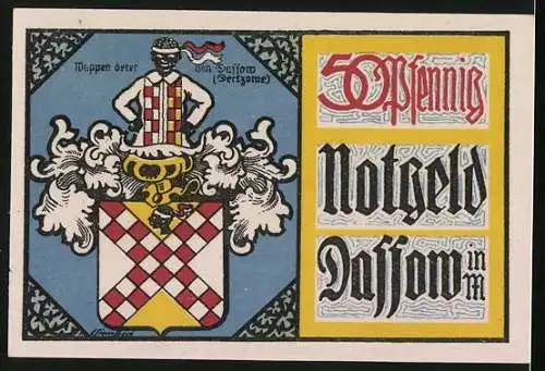 Notgeld Dassow i. M. 1922, 50 Pfennig, Kirche und Wappen