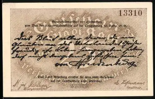 Notgeld Kahla S.-A., 25 Pfennig, Fliegeraufnahme der Leuchtenburg