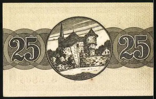 Notgeld Bitburg 1920, 25 Pfennig, Wappen und Burg