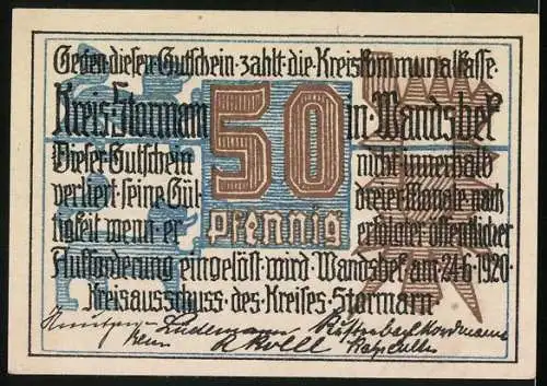 Notgeld Wandsbek 1920, 50 Pfennig, Bauern auf dem Feld