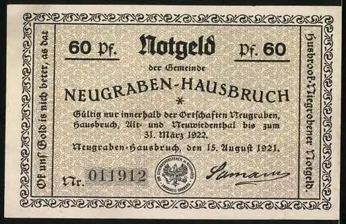 Notgeld Neugraben-Hausbruch 1921, 60 Pfennig, Rodelsport am Opferberg in der Neugrabener Schweiz