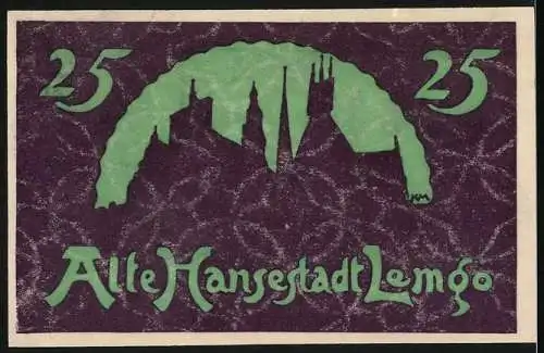 Notgeld Lemgo 1921, 25 Pfennig, Gebäudesilhouette