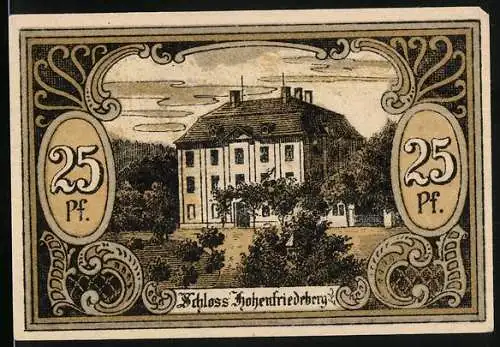 Notgeld Hohenfriedeberg, 25 Pfennig, Schloss Hohenfriedeberg, Protest. Kirche