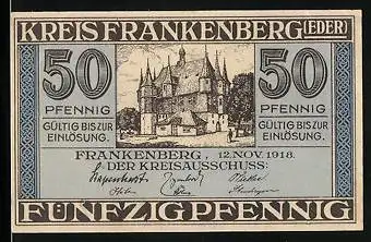 Notgeld Frankenberg 1918, 50 Pfennig, Rathaus