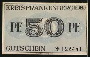 Notgeld Frankenberg 1918, 50 Pfennig, Rathaus