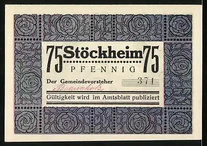 Notgeld Stöckheim, 75 Pfennig, Adlige am gedeckten Tisch im Schlossgarten