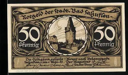 Notgeld Bad Salzuflen 1921, 50 Pfennig, Galgenstreit zwischen Salzuflen und Schötmar, Burg