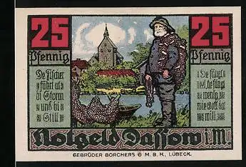 Notgeld Dassow i. M. 1922, 25 Pfennig, Fischer am See