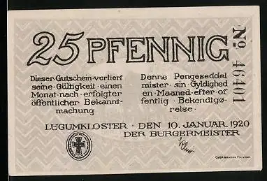 Notgeld Lügumkloster 1920, 25 Pfennig, Wappen