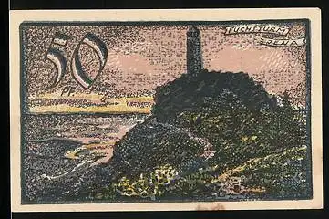 Notgeld Jena 1921, 50 Pfennig, Fuchsturm und Wappen