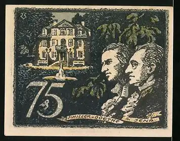 Notgeld Jena 1921, 75 Pfennig, Schiller und Goethe in Jena