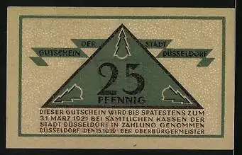 Notgeld Düsseldorf 1921, 25 Pfennig, Wappen
