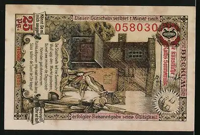 Notgeld Beckum 1920, 25 Pfennig, Wappen und künstliche Raths Sonnenuhr