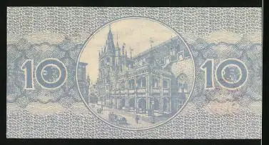 Notgeld Köln 1920, 10 Pfennig, Krieger mit Schild, Rathaus