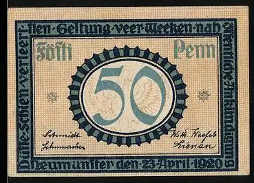 Notgeld Neumünster 1920, 50 Pfennig, Aussichtsturm