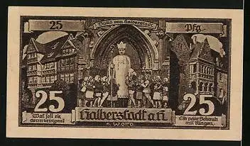 Notgeld Halberstadt a. H. 1921, 25 Pfennig, Krieger und Buko von Halberstadt