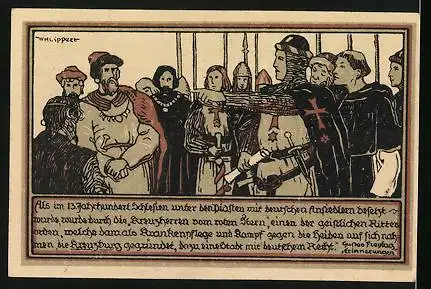 Notgeld Kreuzburg in Oberschlesien, 1 Mark, Wappen und Kampf gegen die Heiden
