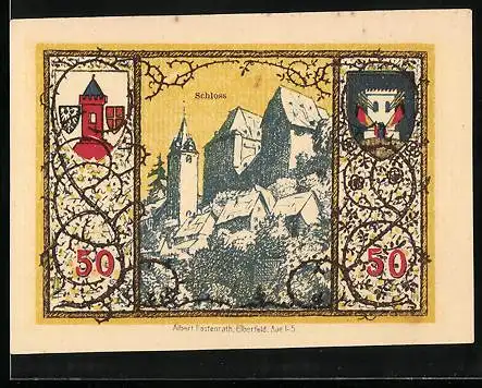 Notgeld Westerburg 1920, 50 Pfennig, Schloss mit Wappen