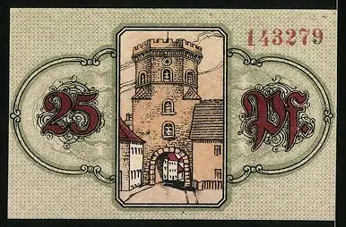 Notgeld Wunsiedel 1918, 25 Pfennig, Wappen, Koppetentor