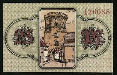 Notgeld Wunsiedel 1918, 25 Pfennig, Wappen, Koppetentor