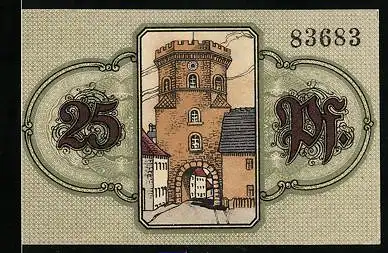 Notgeld Wunsiedel 1918, 25 Pfennig, Koppetentor, Wappen